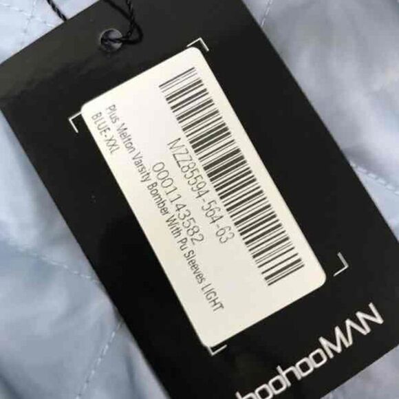 BoohooMAN Blue & White Varsity Bomber Jacket 2XL NWT - Picture 5 of 7